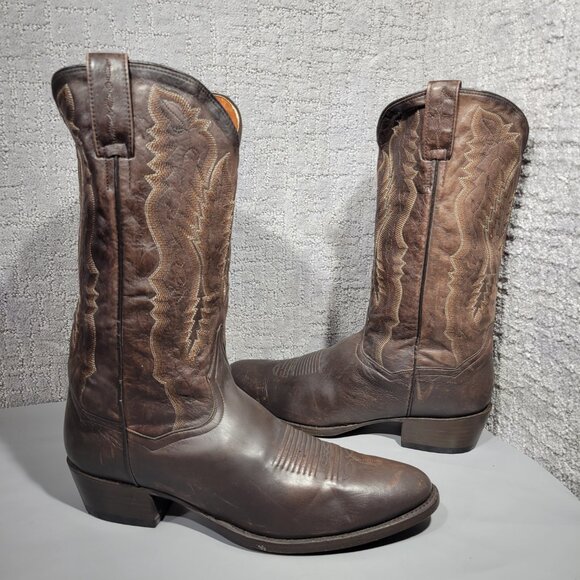 Dan Post Earp Mens Size US 10 Creed Brown Leather Western Pull On Cowboy Boots - Picture 9 of 12